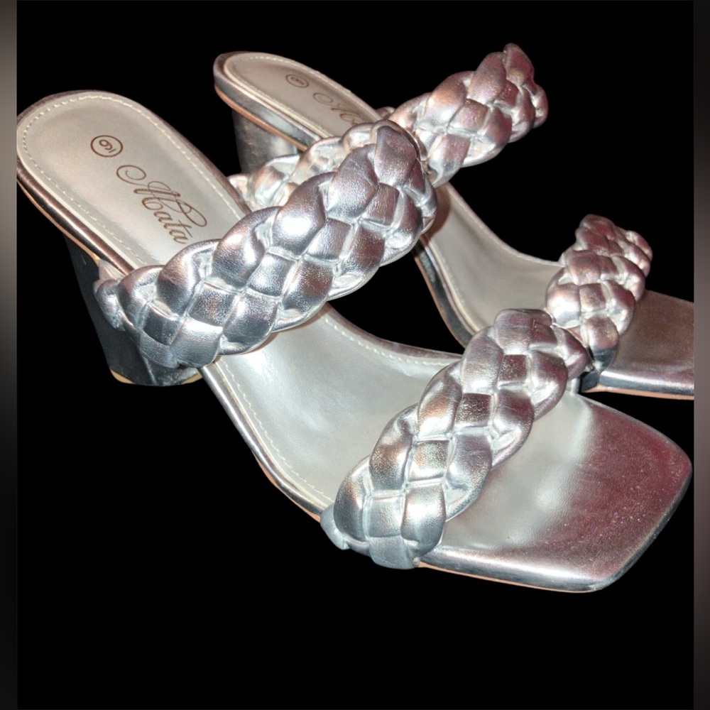 MATA Women’s braided two strap heels block sandals - Picture 7 of 13